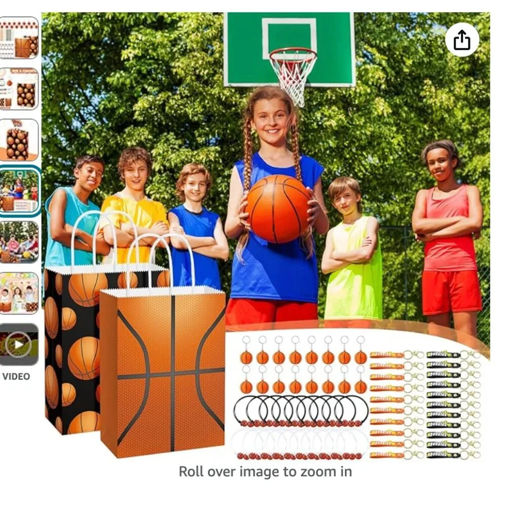 16 Pcs Basketball Party Favors Set Basketball Charm Bracelets NEW